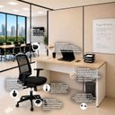 Ver imagem 7 de Conjunto Mesa de Escritório 140x60cm Cadeira Ergonômica Reclinável Sistema Syncron Pistão Classe 4