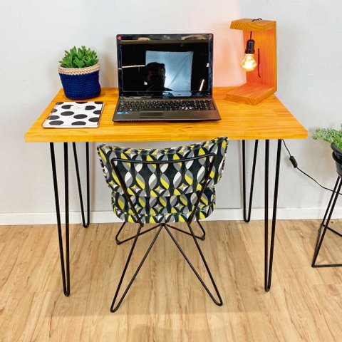Mesa para Escritório Hairpin Industrial Carvalho e Preto