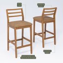 Ver imagem 3 de Banqueta para Sala de Jantar em Madeira Maciça Oliva Marrom/Kaki