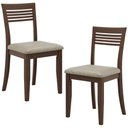 Ver imagem 2 de Kit 02 Cadeiras para Sala de Jantar Madeira Maciça Estofada Lazuli F06 Linho Mescla Café - Lyam