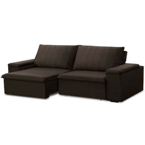 Sofá 3 Lugares Retrátil Reclinável para Sala 225cm Malfati F04 Veludo Marrom Escuro - Lyam Decor