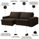 Ver imagem 4 de Sofá 3 Lugares Retrátil Reclinável para Sala 225cm Malfati F04 Veludo Marrom Escuro - Lyam Decor