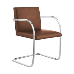 Kit 4 Cadeiras Brno para Escritório Couro Sintético Marrom Tubular Cromada - 2