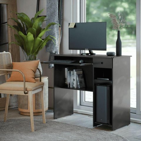 Mesa para Computador Parma Moderno 1 Gaveta 90cm Preto EJ Móveis
