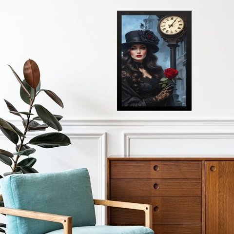 Quadro Umbanda Dama da Noite 24x18cm - com Vidro:moldura Preta