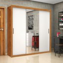 Ver imagem 1 de Guarda-Roupa Casal com Espelhos 3 Portas de Correr e 4 Gavetas 186cm Multimóveis CR35570 Madeirado/