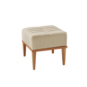 Puff Banqueta Banco Linus Linho Bege Medio