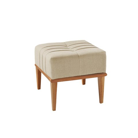 Puff Banqueta Banco Linus Linho Bege Medio