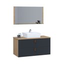 Ver imagem 1 de Gabinete Banheiro Berlim 60 Cm Armário com Espelheira e Cuba:freijo/titanium