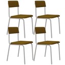 Ver imagem 1 de Kit 04 Cadeiras Estofada para Sala de Jantar Sense Branco C01 Linho Mostarda - Lyam Decor