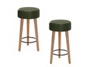 Ver imagem 1 de Kit 2 Bancos Banqueta Paris Couro Verde Mesa Gourmet Pés Madeira Ms Decor