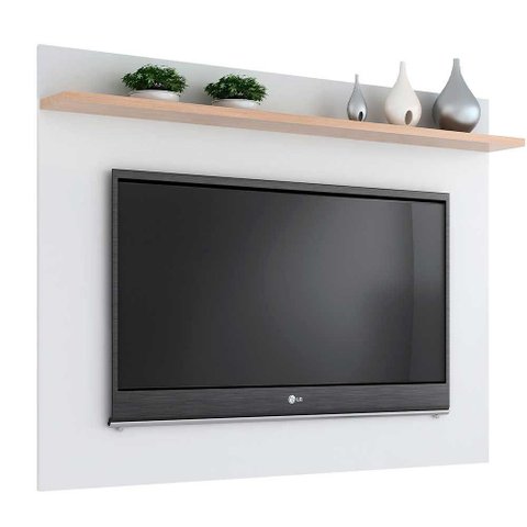 Painel Benevello 55" Mdp com Prateleira Branco com Siena