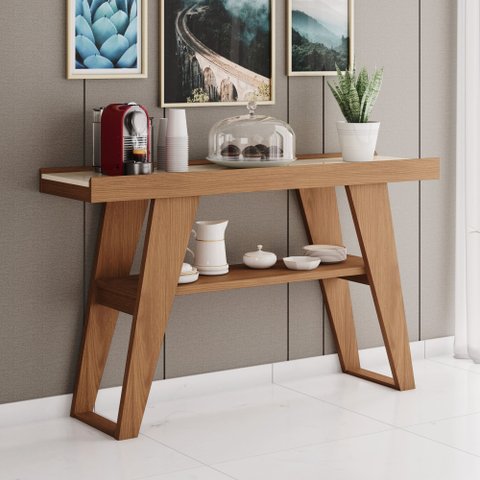 Aparador para Sala 1 Prateleira MDP Nature Off White 136cm Menphis