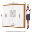 Ver imagem 3 de Guarda-Roupa 6 Portas 2 Gavetas com Espelho Aurora Branco/Cinamomo