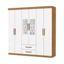 Ver imagem 2 de Guarda-Roupa 6 Portas 2 Gavetas com Espelho Aurora Branco/Cinamomo