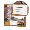 Ver imagem 6 de Guarda-Roupa 6 Portas 2 Gavetas com Espelho Aurora Branco/Cinamomo