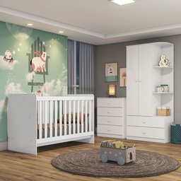 Quarto de Bebê Berço  Guarda-Roupa e Cômoda Sonho Encantado Espresso Móveis - 1