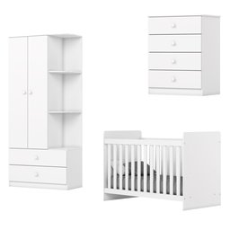 Quarto de Bebê Berço  Guarda-Roupa e Cômoda Sonho Encantado Espresso Móveis - 2