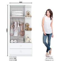 Quarto de Bebê Berço  Guarda-Roupa e Cômoda Sonho Encantado Espresso Móveis - 6