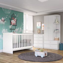 Quarto de Bebê Berço  Guarda-Roupa e Cômoda Sonho Encantado Espresso Móveis - 2