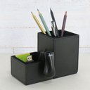 Ver imagem 1 de Kit Escritório em Corino Preto Porta Lápis Canetas e Clips