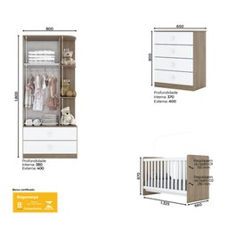 Quarto de Bebê Berço Guarda-Roupa e Cômoda Sonho Encantado Espresso Móveis - 3