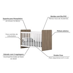 Quarto de Bebê Berço Guarda-Roupa e Cômoda Sonho Encantado Espresso Móveis - 6