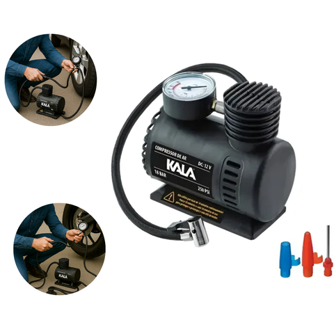 Mini Compressor de Ar 12v para Encher Pneus Carro Moto Kala