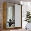 Ver imagem 1 de Guarda Roupa Solteiro Freijó Natural Branco 183x59,8x235cm Espelho 2 Portas 3 Gavetas Rc 2003