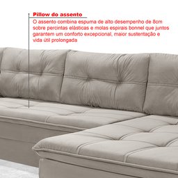 Sofá de Canto 6 Lugares com Chaise Suede Aveludado Viena  - 7