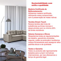 Sofá de Canto 6 Lugares com Chaise Suede Aveludado Viena  - 8