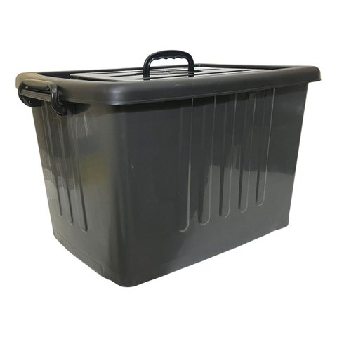 Caixa Organizador Container Rodas Trava 77l Cinza Plasnew