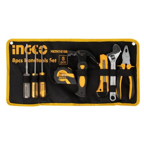 Kit de Ferramentas Ingco HKTH10108 8 Peças Jogo Manual Profissional Alicate Chave Fenda Estilete Tre