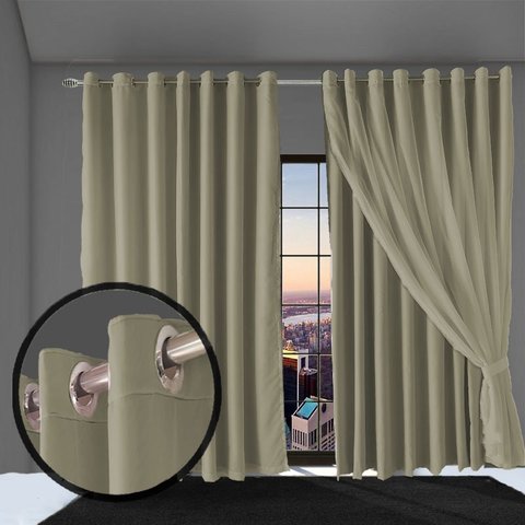 cortina blackout Mix em tecido 6,00 x 2,80 c/voal bege