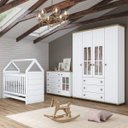 Ver imagem 1 de Conjunto Quarto de Bebê Berço Mini Cama Montessoriana, Guarda-Roupa e Cômoda Carrossel Espresso Móve