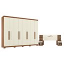 Ver imagem 1 de Guarda Roupa Casal 8 Portas 4 Gavetas Master New com Pés e Cabeceira Casal Loanda com Gavetas Jatobá
