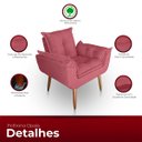 Ver imagem 3 de Poltrona Opala para Sala com Puff Reforçada Suede Rosa