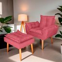 Ver imagem 2 de Poltrona Opala para Sala com Puff Reforçada Suede Rosa
