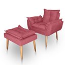 Ver imagem 1 de Poltrona Opala para Sala com Puff Reforçada Suede Rosa