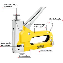Grampeador Pinador Manual Profissional 3 em 1 Pressão Grampos T-u-reto 4 - 14mm | Fertak - 3