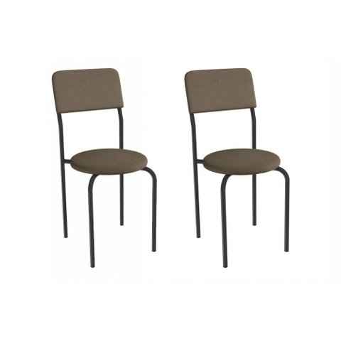 Cadeira Sala de Jantar Mali 2c136prf Aço Kit 2 Un Preto/suede Cappuccino - Kappesberg