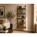 Ver imagem 1 de Estante Decorativa Industrial para Livros e Adega Marrom