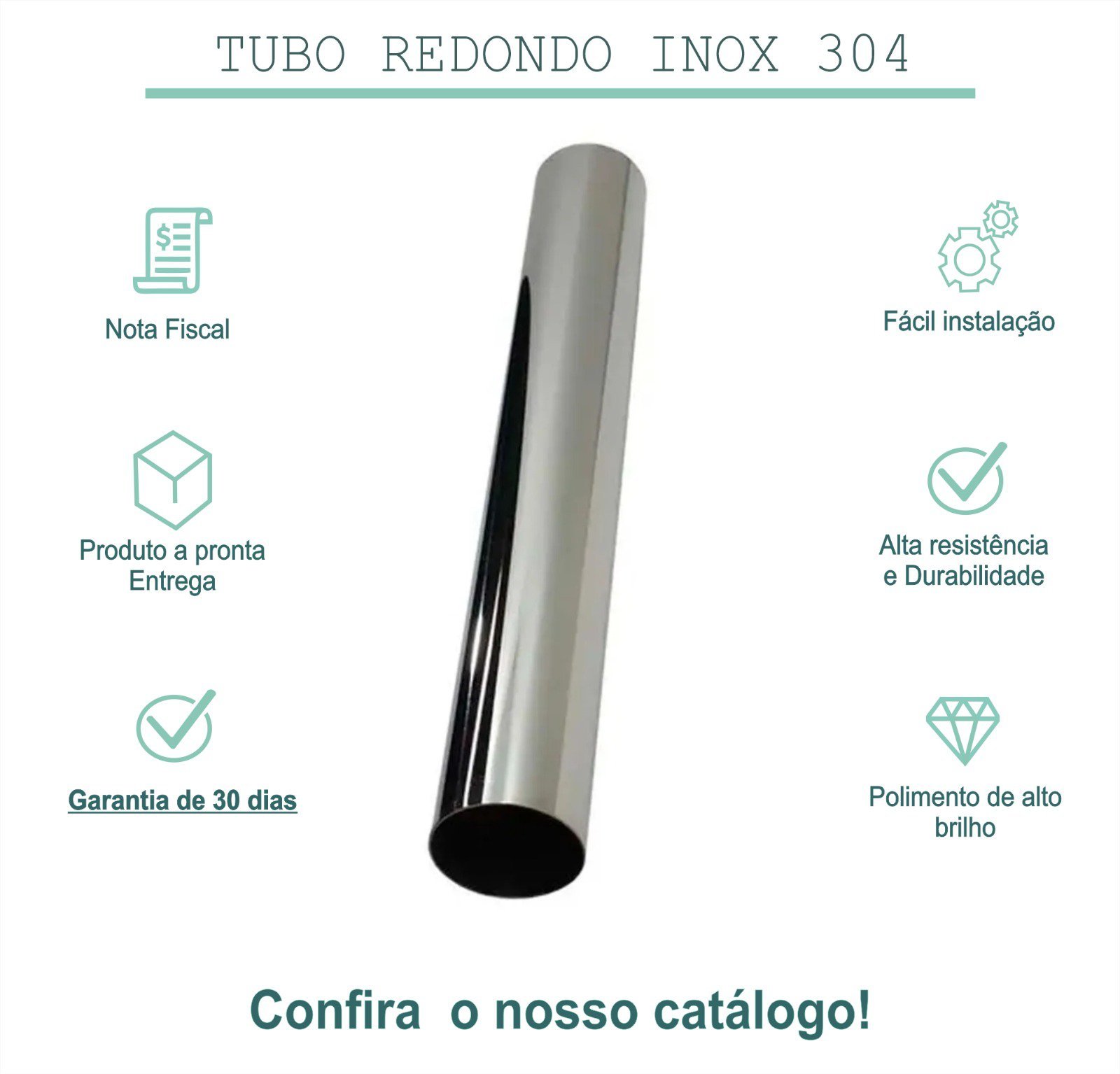 Tubo inox redondo 2.1/2 polegadas 63,50mm (tam:1m) cano aço 304 TUBO INOX 2.1/2 POLEGADAS TUBO INOX  - 4