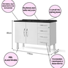 Gabinete Armário Cozinha Pia 4 Gavetas Resistente Aço 1,20:gaveta Branca - 2