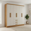 Ver imagem 2 de Guarda Roupa Casal Master 6 Portas 3 Gavetas Cinamomo Off White Formimóveis