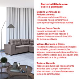Sofá de Canto 6 Lugares com Chaise Suede Aveludado Viena  - 3