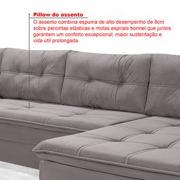 Sofá de Canto 6 Lugares com Chaise Suede Aveludado Viena  - 8