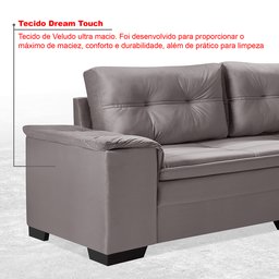 Sofá de Canto 6 Lugares com Chaise Suede Aveludado Viena  - 6