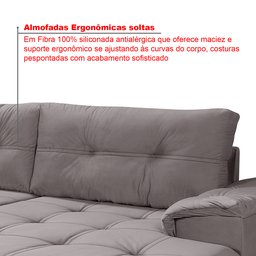Sofá de Canto 6 Lugares com Chaise Suede Aveludado Viena  - 4