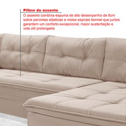 Sofá de Canto 6 Lugares com Chaise Suede Aveludado Viena  - 7